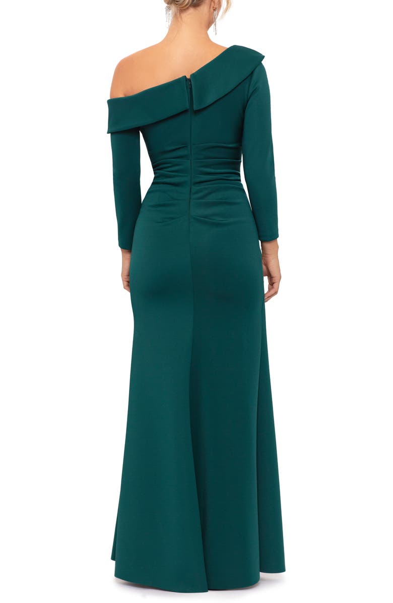 Xscape Evenings One-Shoulder Long Sleeve Scuba Crepe Gown, Alternate, color, 