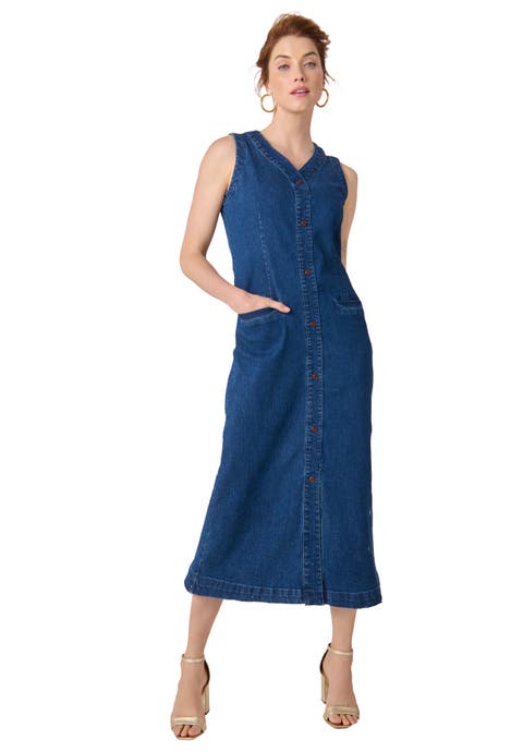 Denim Button Midi Dress (Plus)