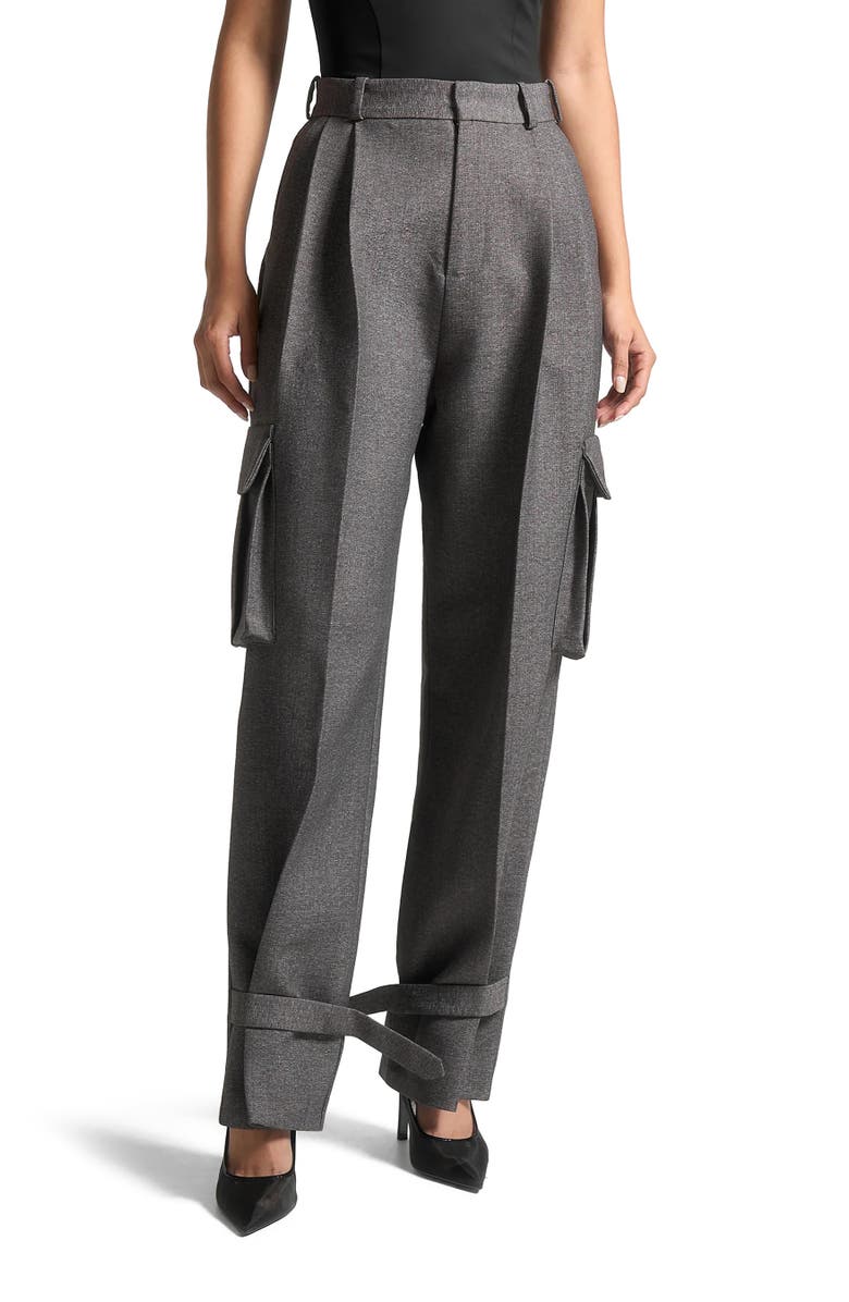 Manière De Voir Danielle Tailored Pleated Cargo Trousers, Alternate, color, Grey Marl
