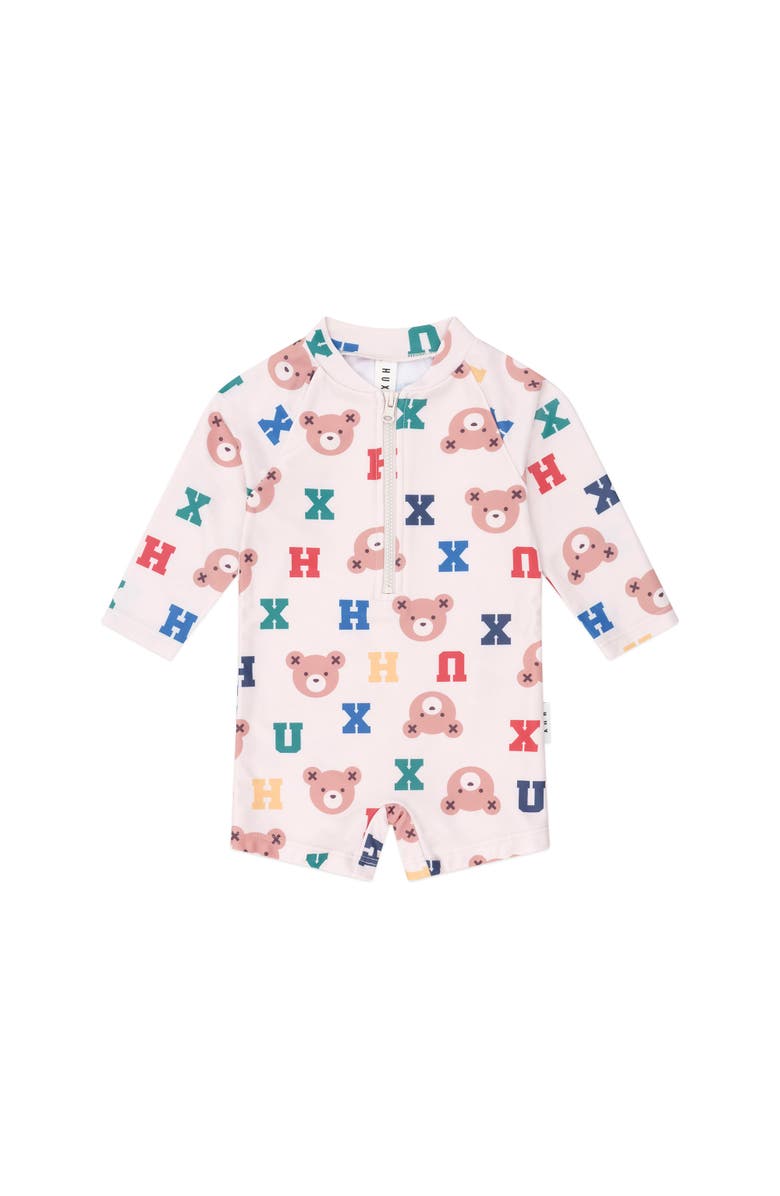 Huxbaby Varsity Letter Hux Rashie, Main, color, Ecru Multi