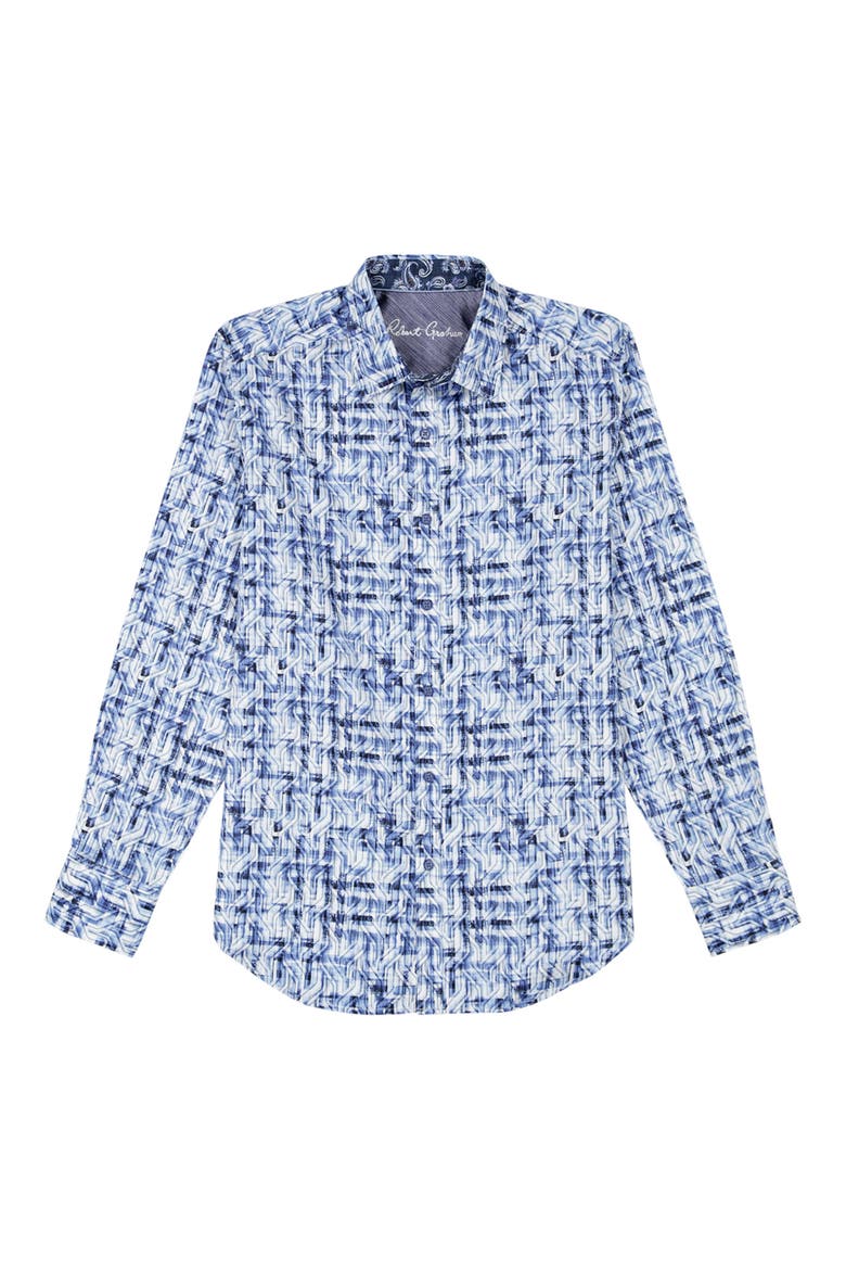 Erasmus Rope Jacquard Cotton Button-Up Shirt, Alternate, color, BLUE