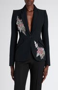 McQueen Crystal Embellished Strong Shoulder Jacket