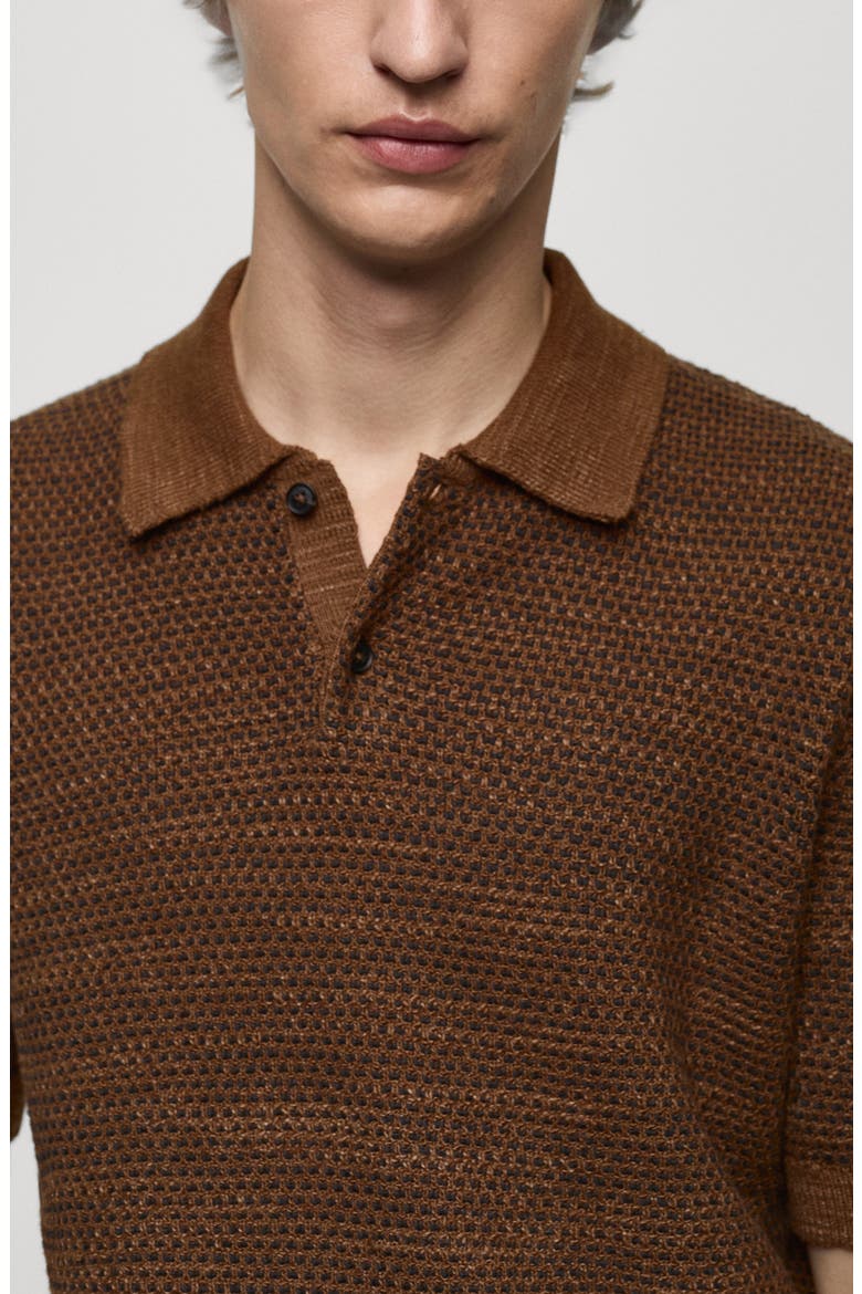 Structured Knit Polo, Alternate, color, BROWN