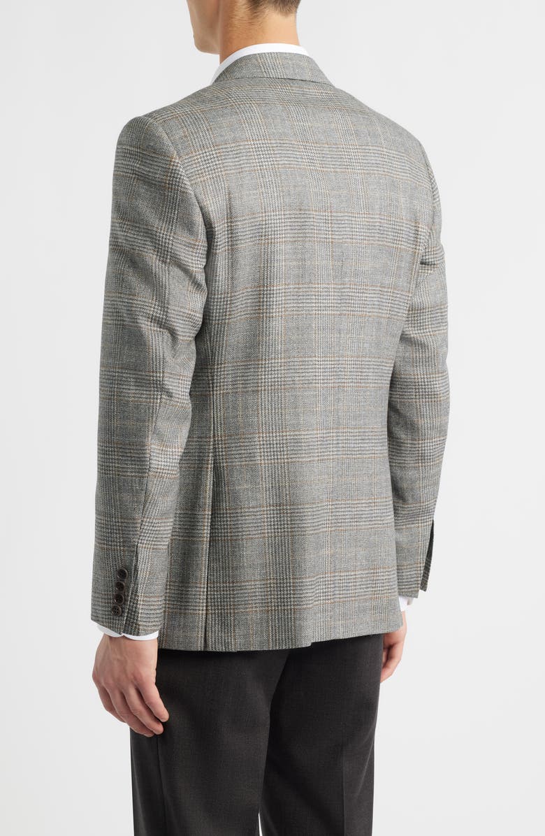 Canali Siena Regular Fit Grey Glen Check Wool & Silk Blend Sport Coat, Alternate, color, Grey