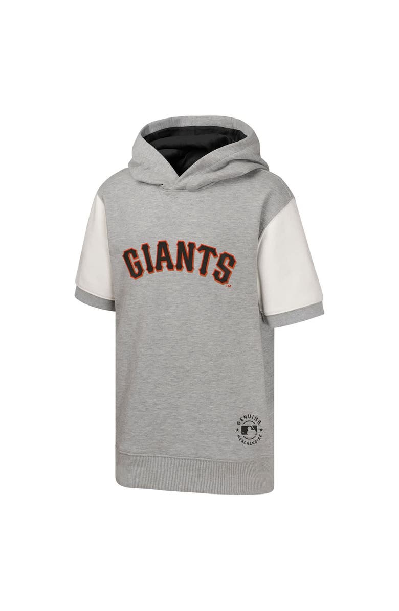 Outerstuff Youth Heather Gray San Francisco Giants Line Up Short Sleeve Pullover Hoodie, Alternate, color,