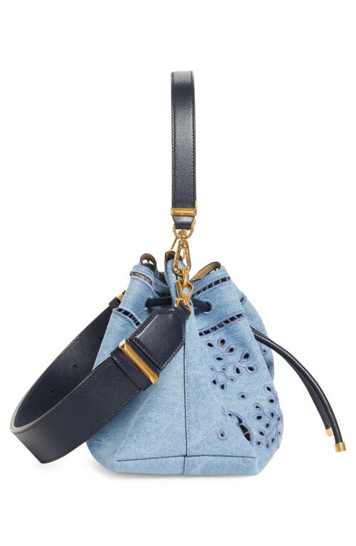 Jimmy Choo Bon Bon Cinch Eyelet Denim Bucket Bag