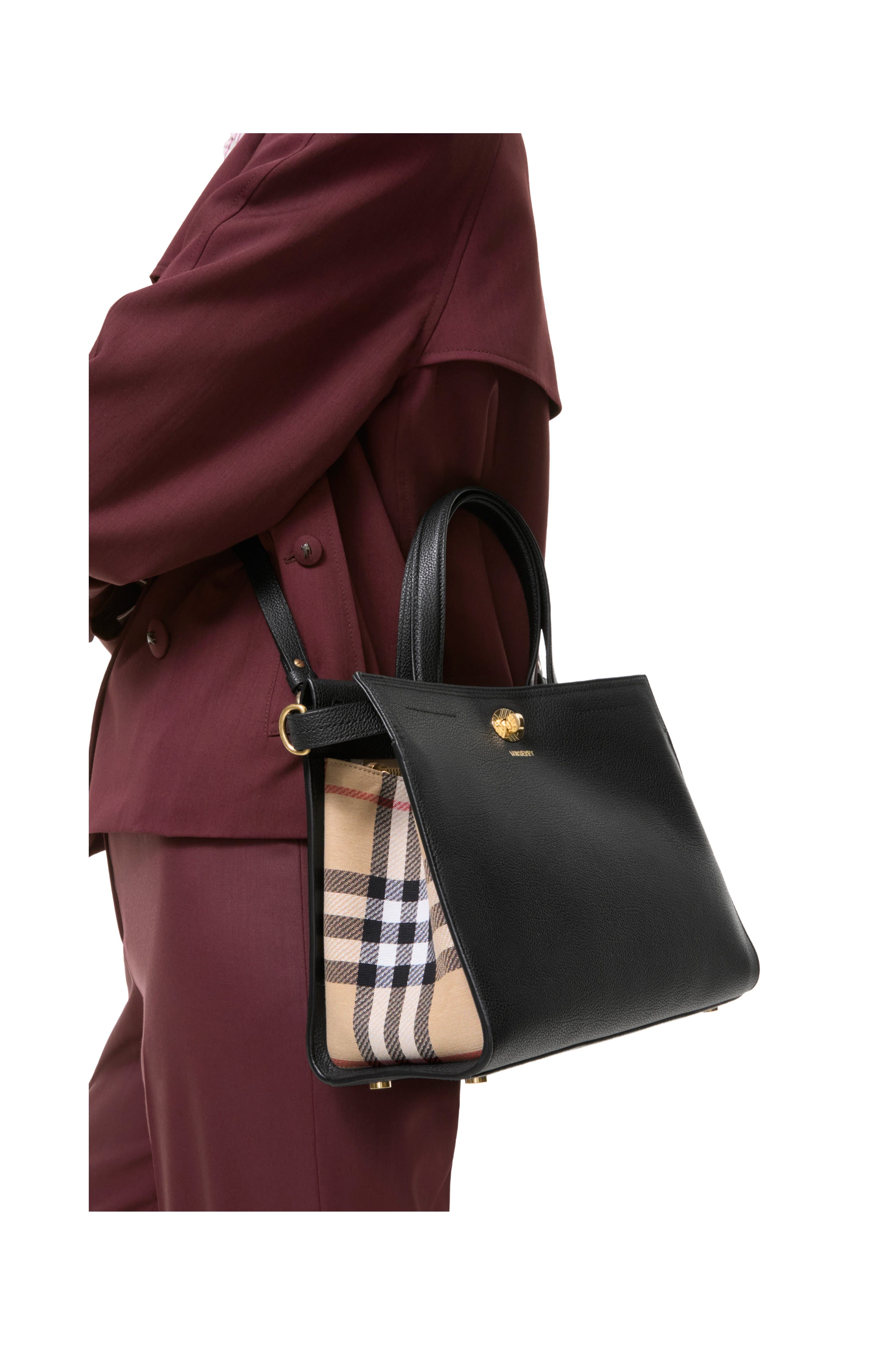 Burberry Small Cotswolds Check Tote, Alternate, color, Black