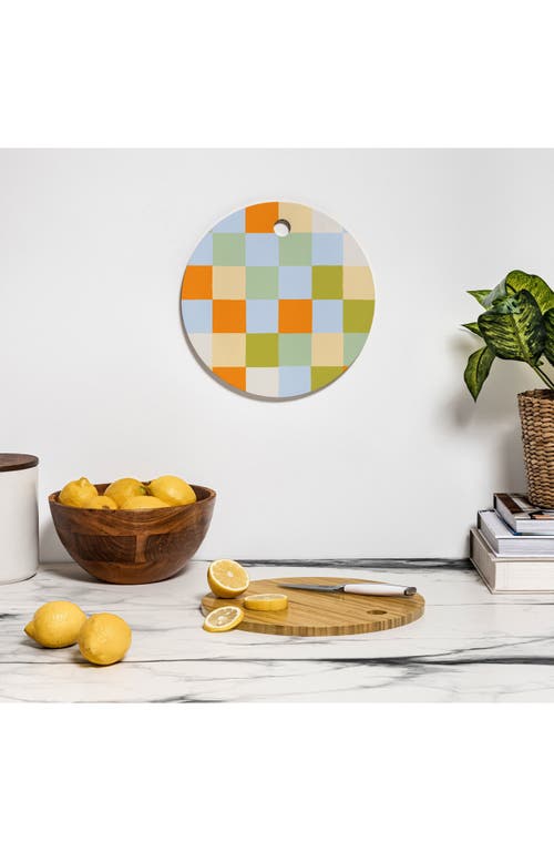 Deny Designs Tiles Iii Checkered Cutting Board In Orange