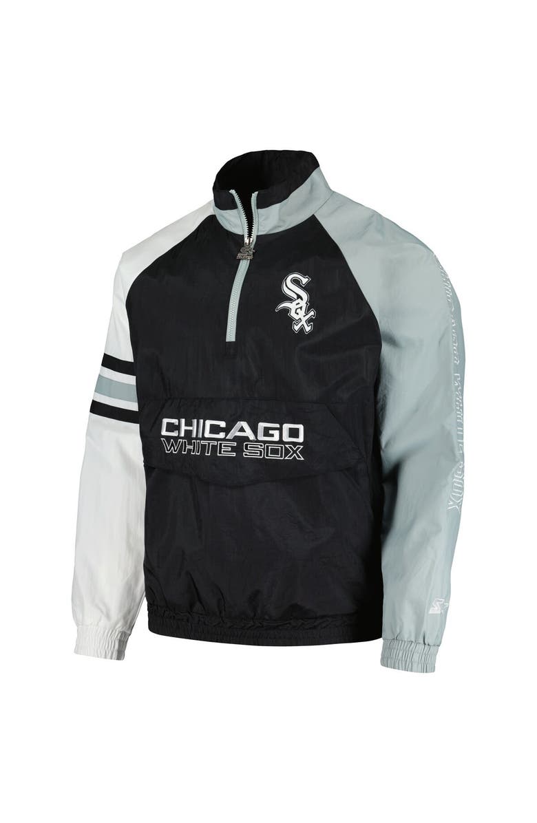 STARTER Men's Starter Black/White Chicago White Sox Elite Raglan Half-Zip Jacket, Alternate, color, Black