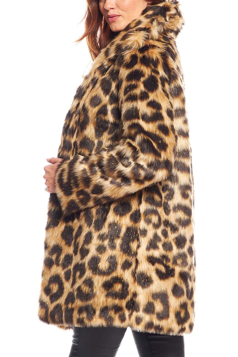Stardust Leopard Print Faux Fur Coat, Alternate, color, MULTI