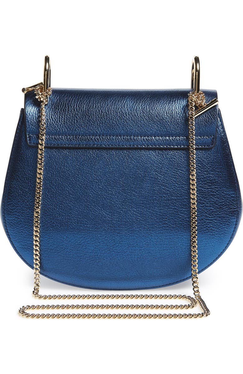 Chloé 'Mini Drew' Metallic Pebbled Leather Shoulder Bag, Alternate, color,