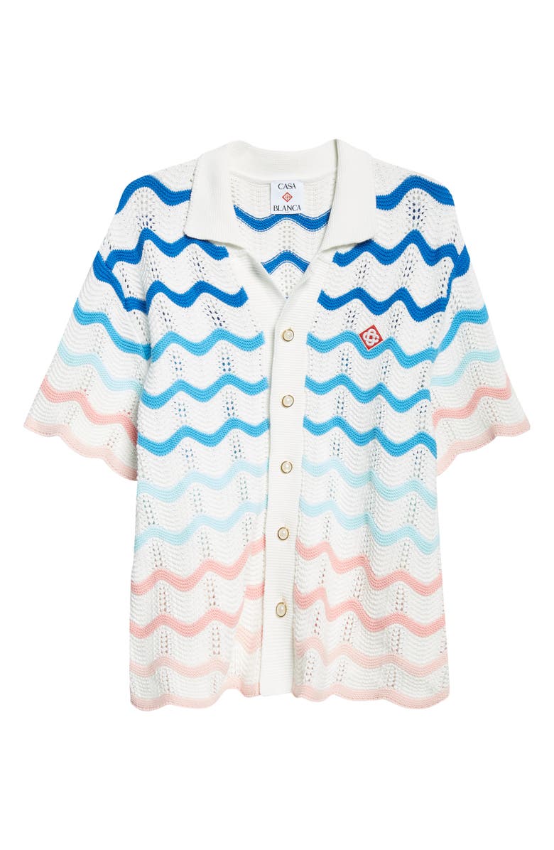 Casablanca Gradient Wave Crochet Camp Shirt, Alternate, color, Multi