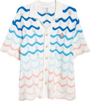 Casablanca Gradient Wave Crochet Camp Shirt