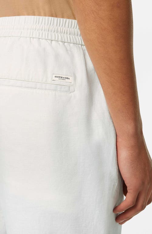 Scotch & Soda Cotton & Linen Twill Drawstring Bermuda Shorts In Off White