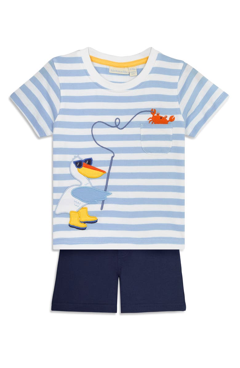 JOJO MAMAN BEBE Pelican Appliqué Cotton Graphic T-Shirt & Shorts Set, Main, color, 