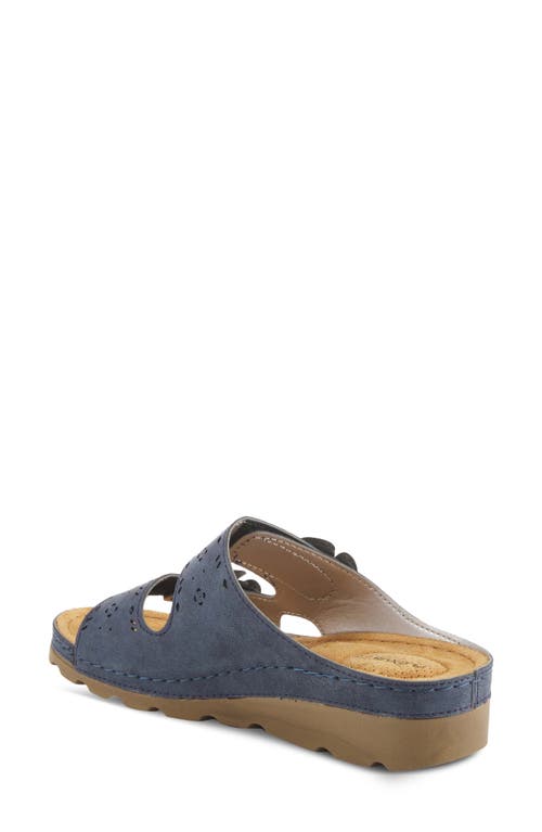 Flexus By Spring Step Pamola Wedge Slide Sandal In Navy