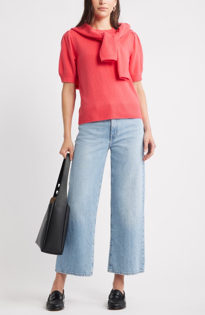 Caslon<sup>®</sup> Puff Sleeve Wool & Cashmere Sweater, Alternate, color, Pink Watermelon