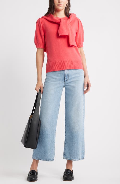 Caslonr Caslon(r) Puff Sleeve Wool & Cashmere Sweater In Pink