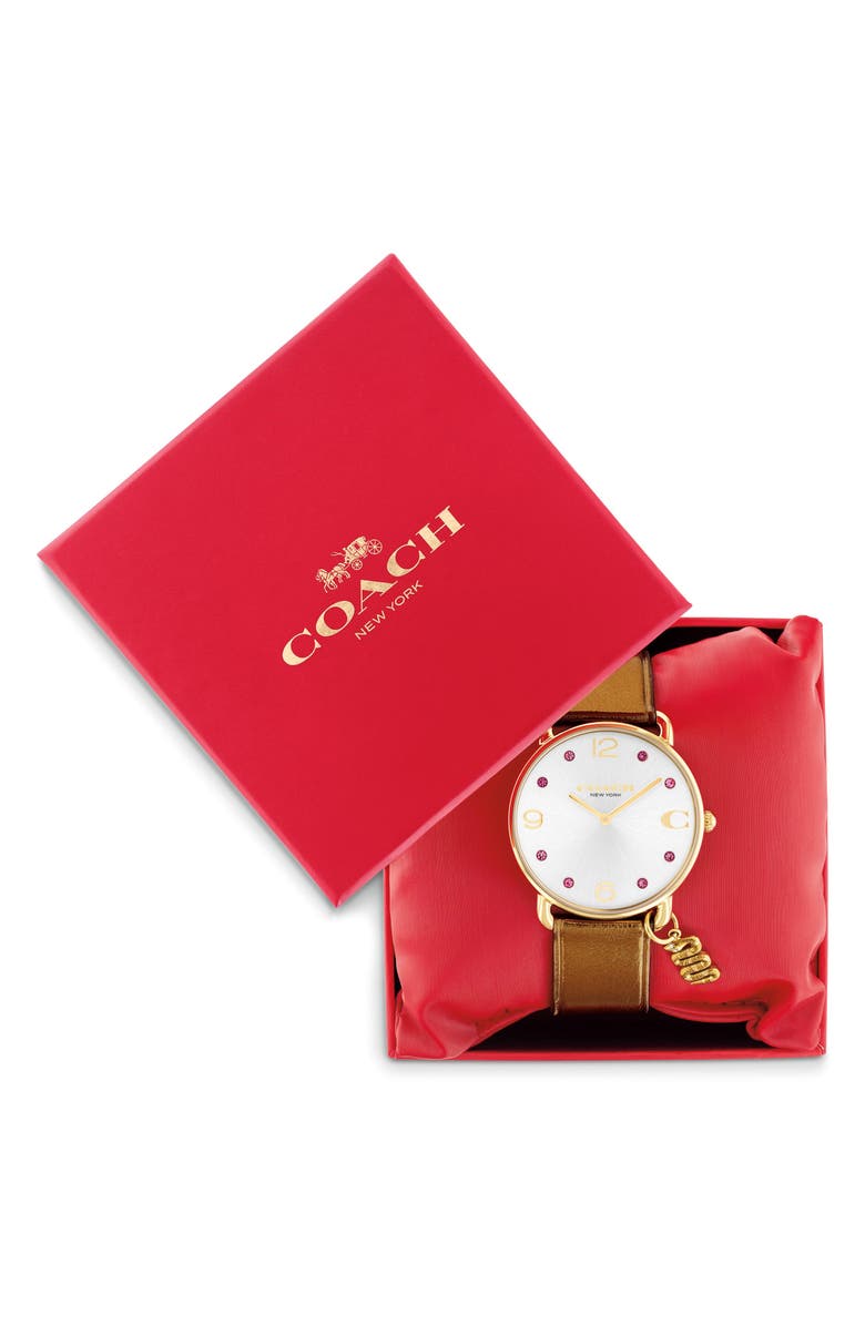 COACH Elliot Lunar New Year Leather Strap Watch, 36mm, Alternate, color, 