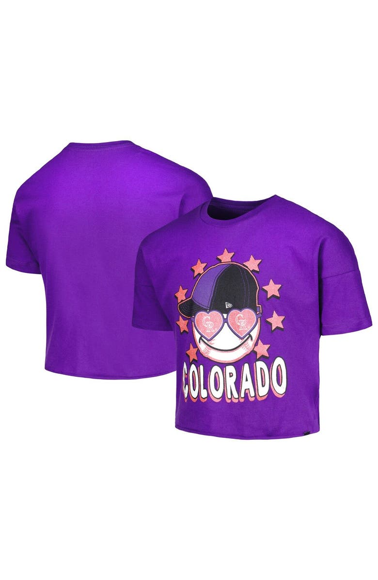 New Era Girls Youth New Era Purple Colorado Rockies Team Half Sleeve T-Shirt, Main, color, Purple