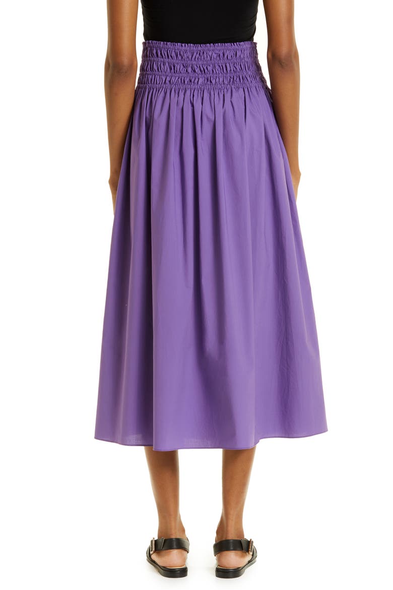 Smocked Waist Cotton Poplin Midi Skirt, Alternate, color, FOX GLOVE
