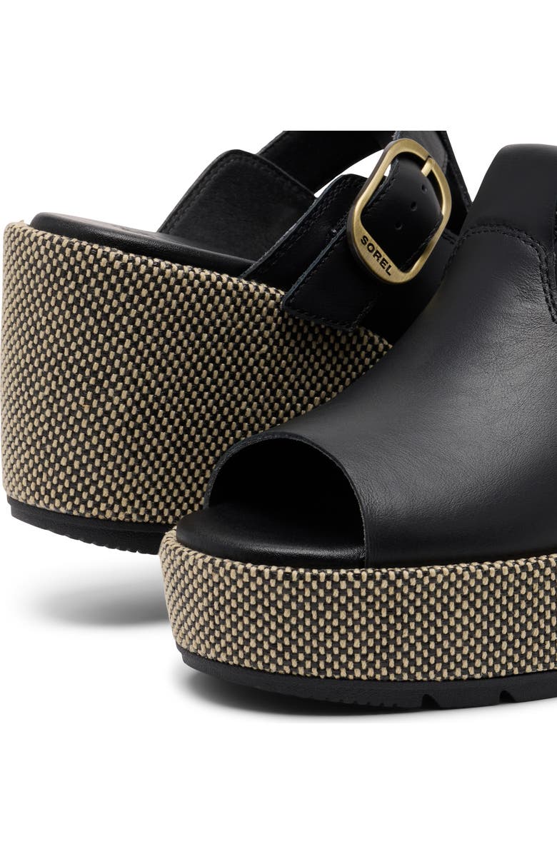 SOREL Sunpeak Platform Wedge Sandal, Alternate, color, Black/ Natural