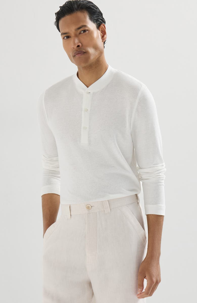 Brunello Cucinelli Henley collar T-shirt, Alternate, color, Off-White