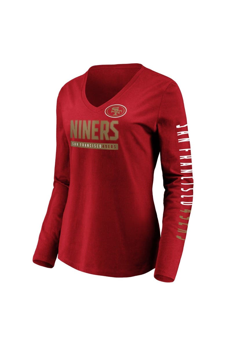 FANATICS Women's Fanatics Branded Scarlet San Francisco 49ers Slogan V-Neck Long Sleeve T-Shirt, Alternate, color, 