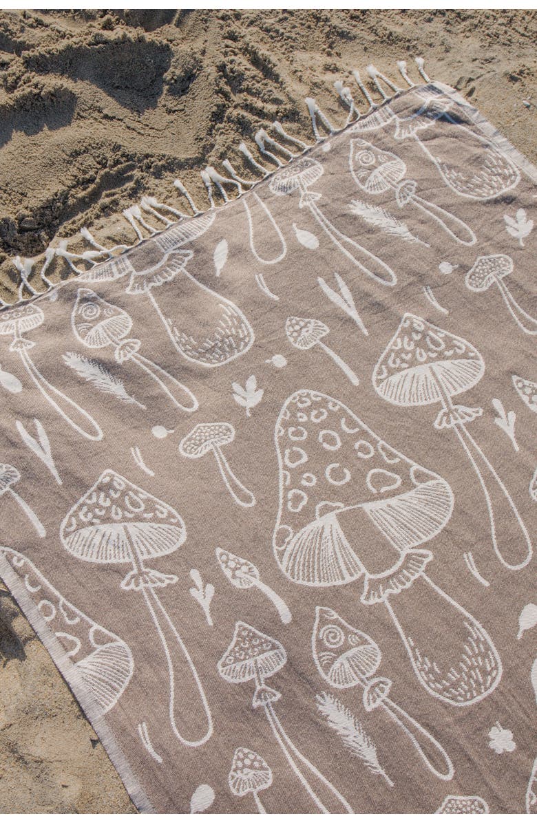 InfuseZen Mushroom Sand Resistant Organic Turkish Towel, Alternate, color, Brown