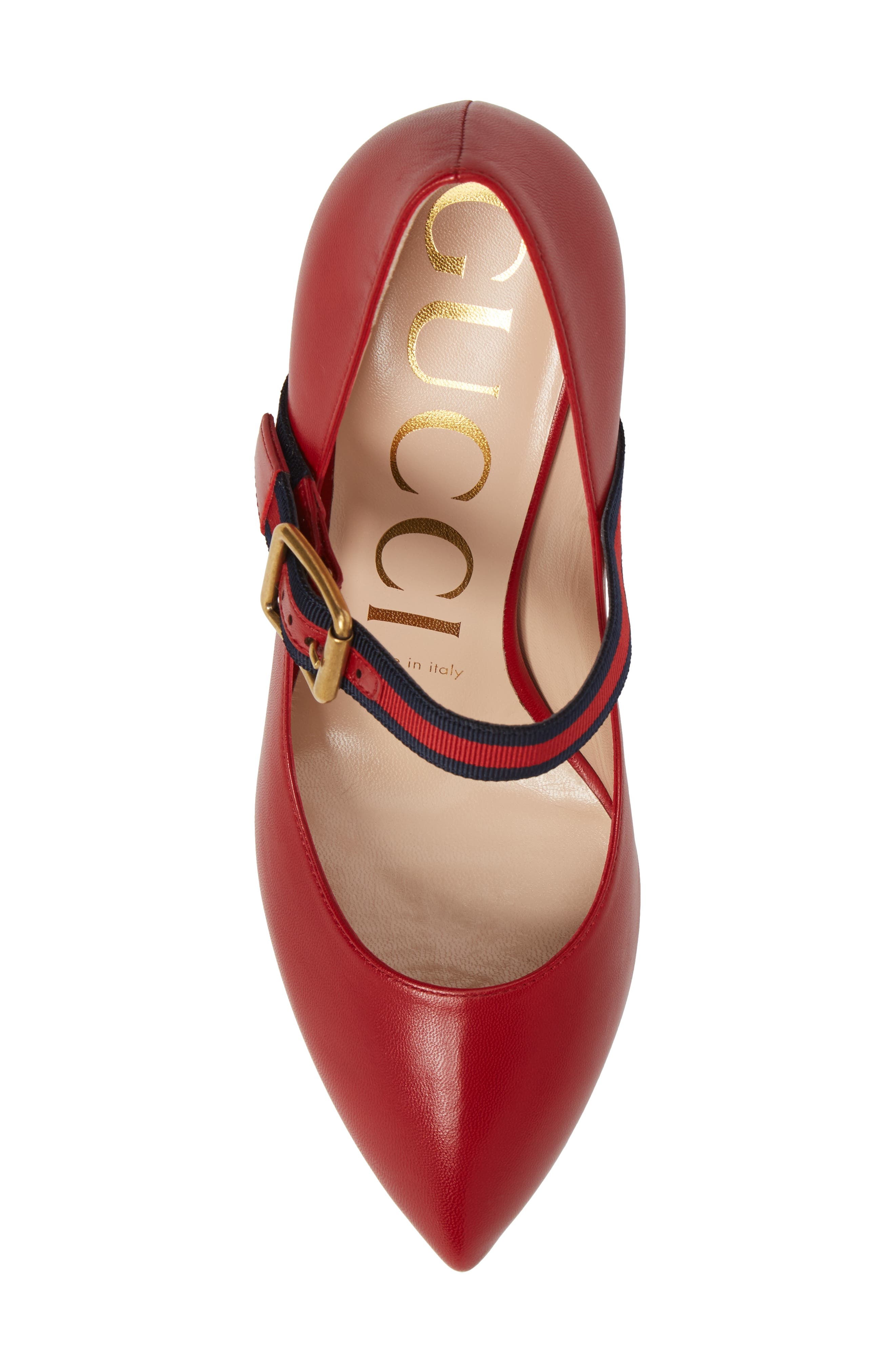 Mary Jane Pointed Toe Pump, Alternate, color, RED LEATHER