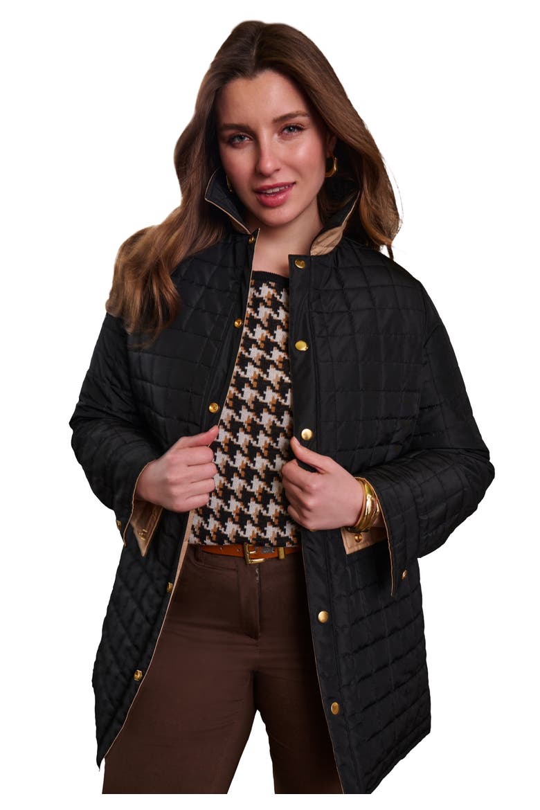 Reversible Quilted Shirt Jacket, Main, color, BLACK NEW KHAKI