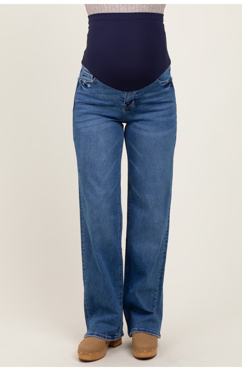 PinkBlush Classic Wash Wide Leg Maternity Jeans, Alternate, color, Navy Blue