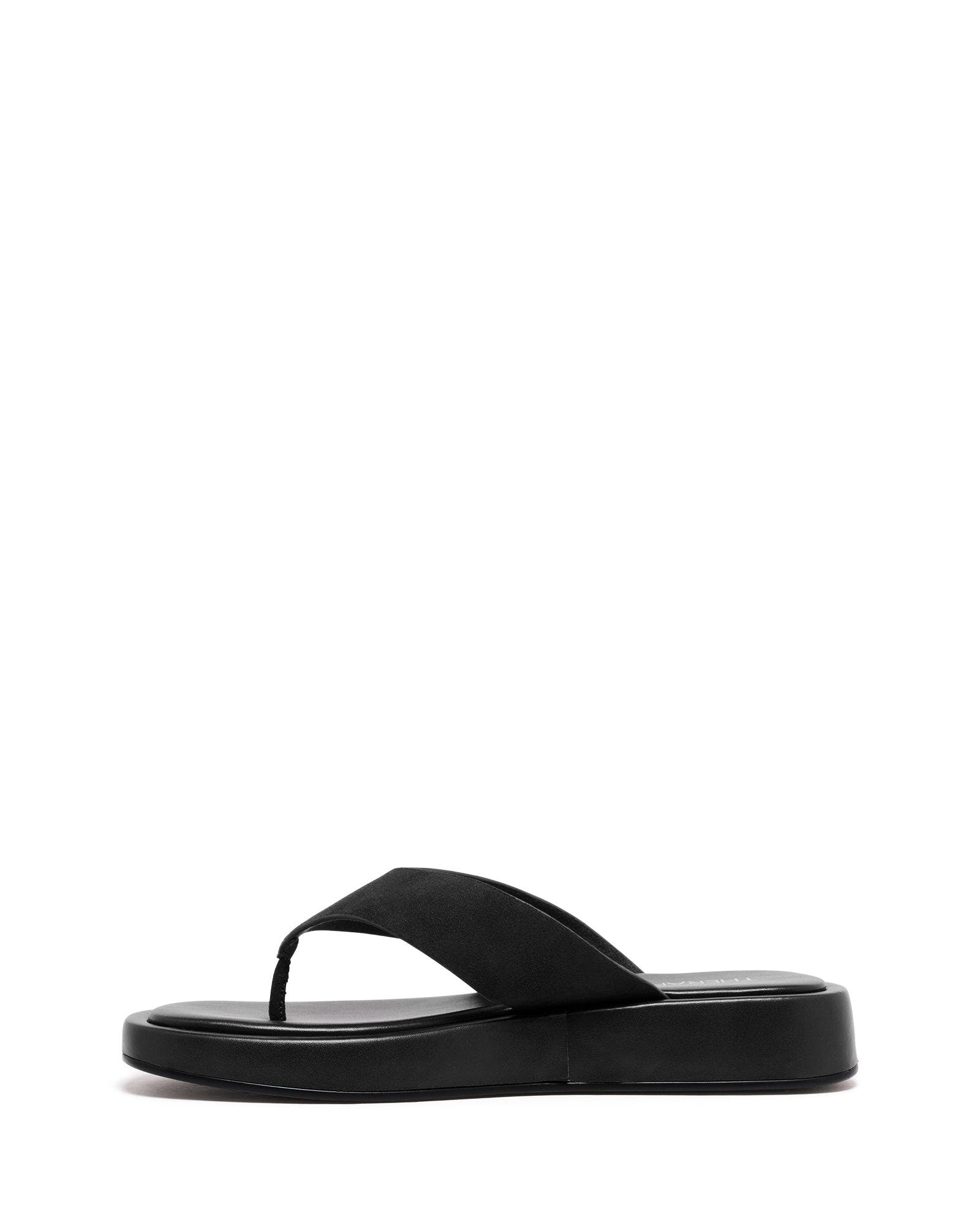 Veda Open Square Toe Sandal, Alternate, color, Black Faux Suede
