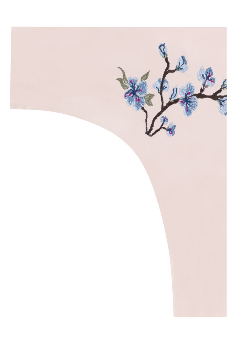 Soft Seamless Thong with Embroidery, Alternate, color, ROSE QUARTZ