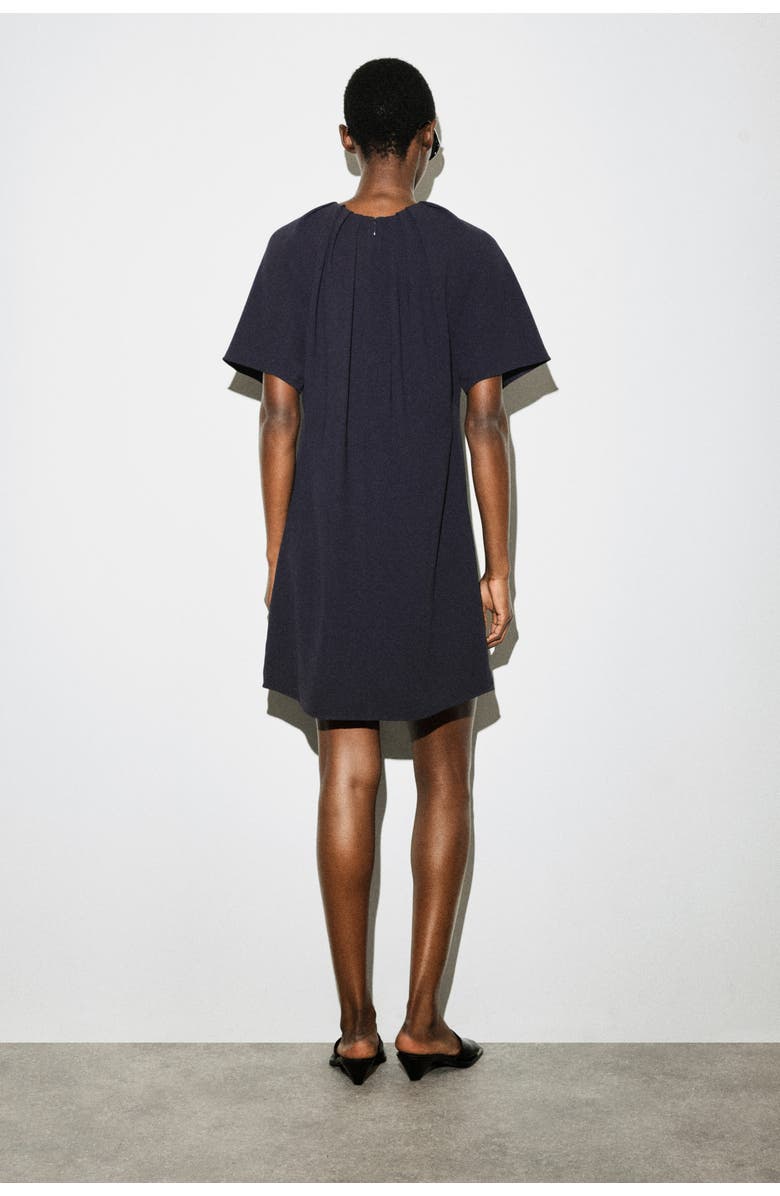 COS Gathered Short-sleeved Mini Dress, Alternate, color, Navy