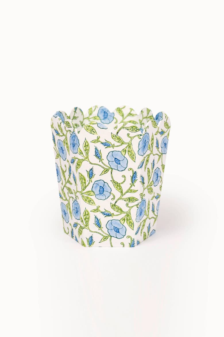 Block Print Storage Waste Basket Inaya Collapsible, Alternate, color, Blue
