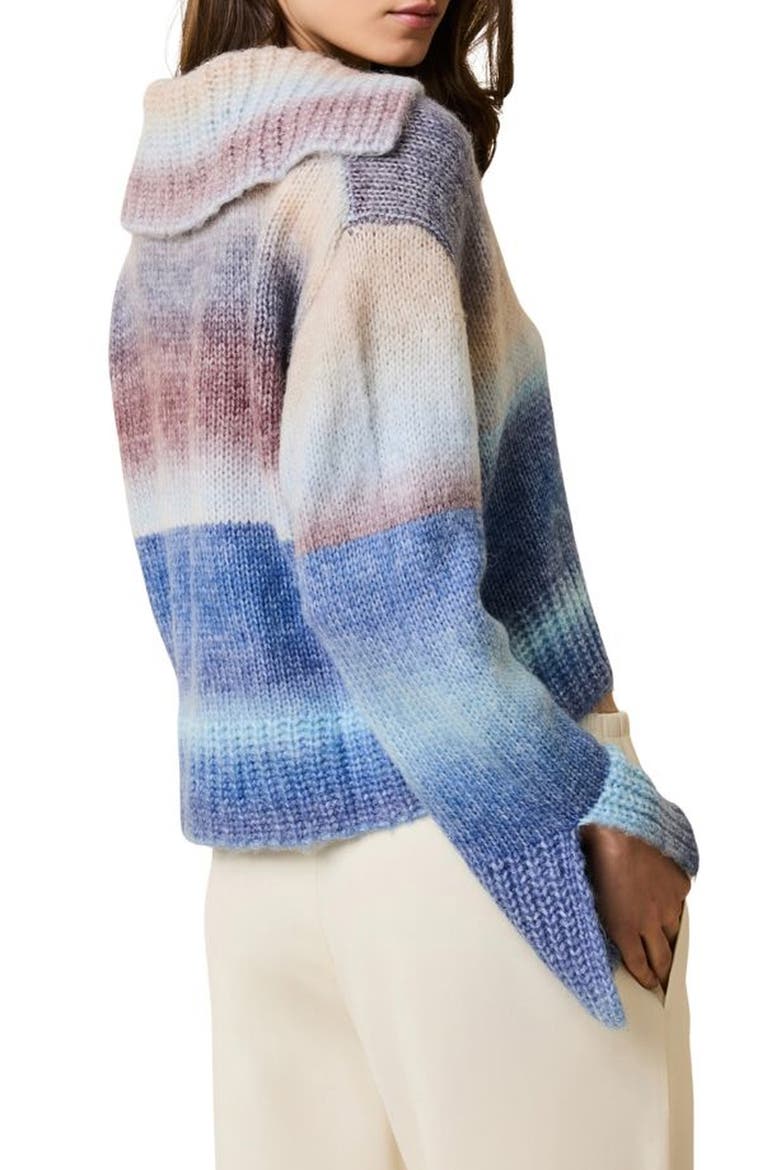 The Lola Ombré Stripe Sweater, Alternate, color, TWILIGHT / RAISIN BROWN