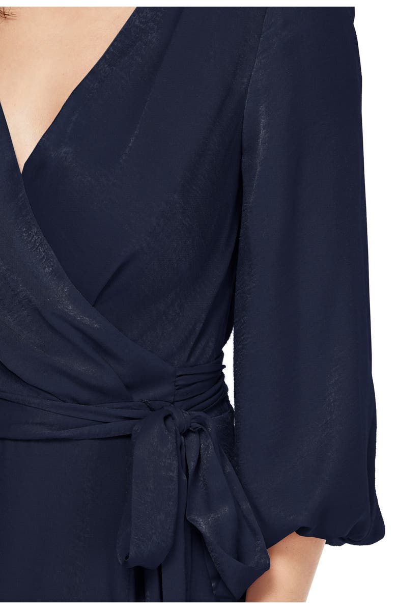 Gal Meets Glam Collection Satin Ruffle Wrap Dress, Alternate, color,