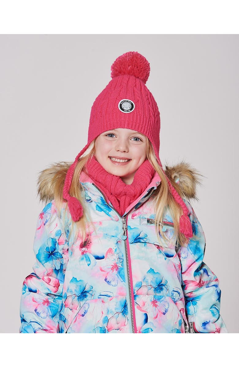 Deux par Deux Lined Winter Hat with Pompom, Main, color, Flash Coral