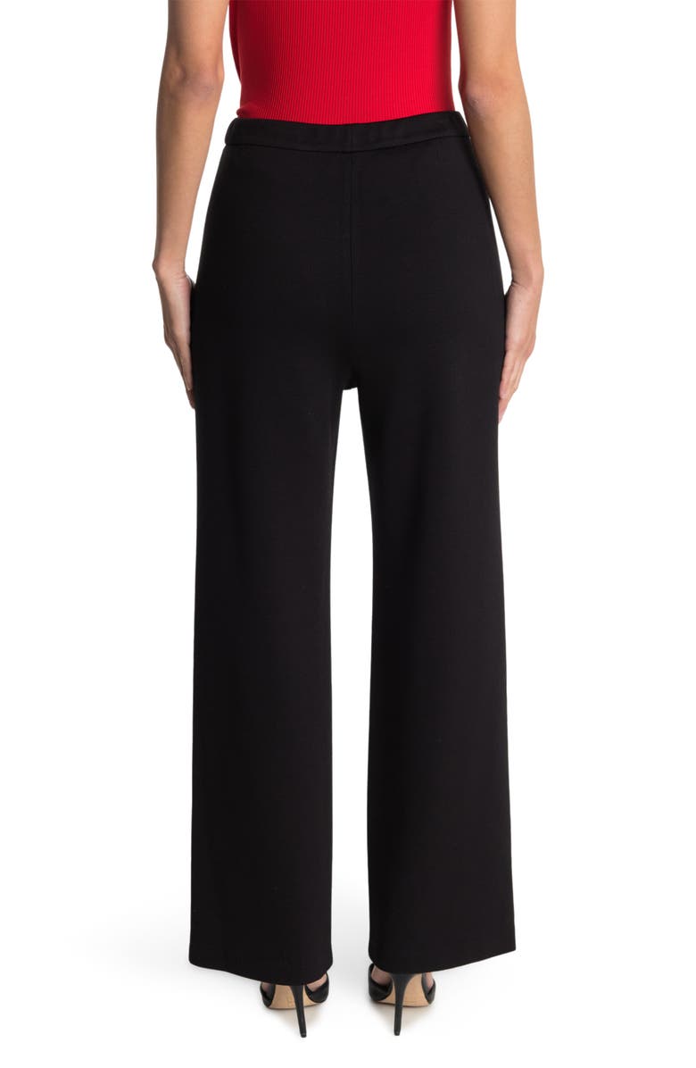 St. John Collection Milano Wide Leg Wool Blend Pull-On Pants, Alternate, color,