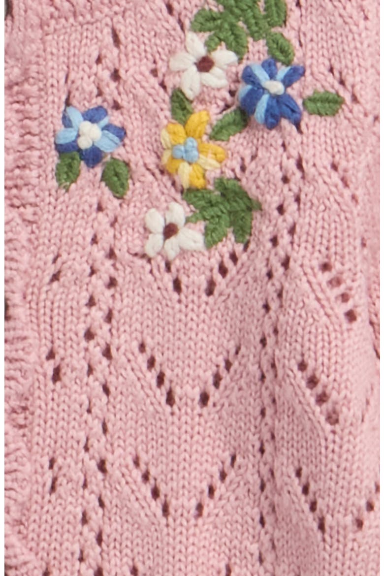 Kids' Floral Embroidered Cotton Cardigan, Alternate, color, PINK MINI EMBROIDERED