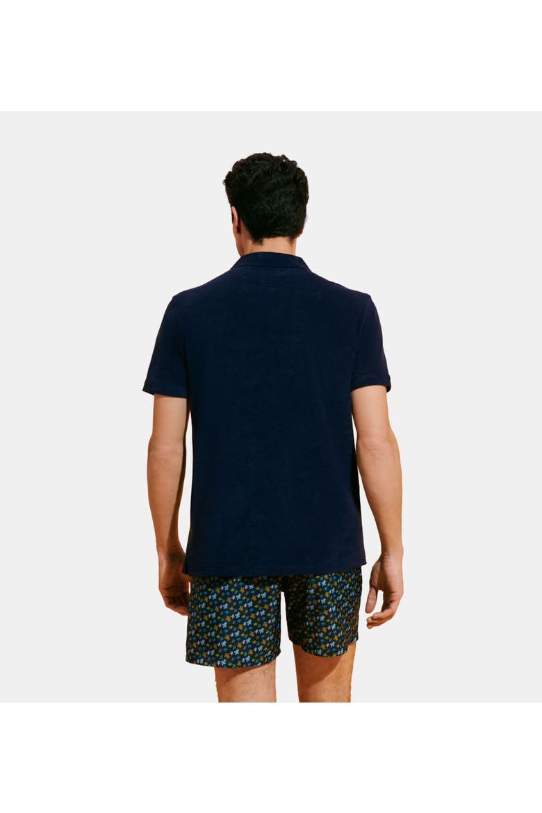 Men's Solid Terry Polo, Alternate, color, BLEU MARINE