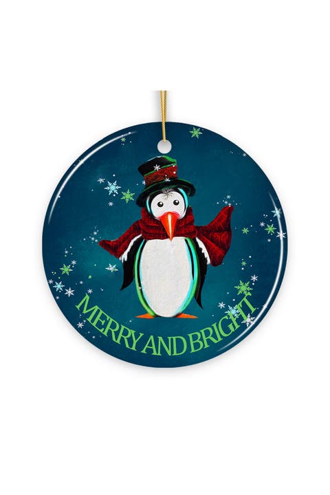 Merry And Bright Top Hat Penguin Ornament