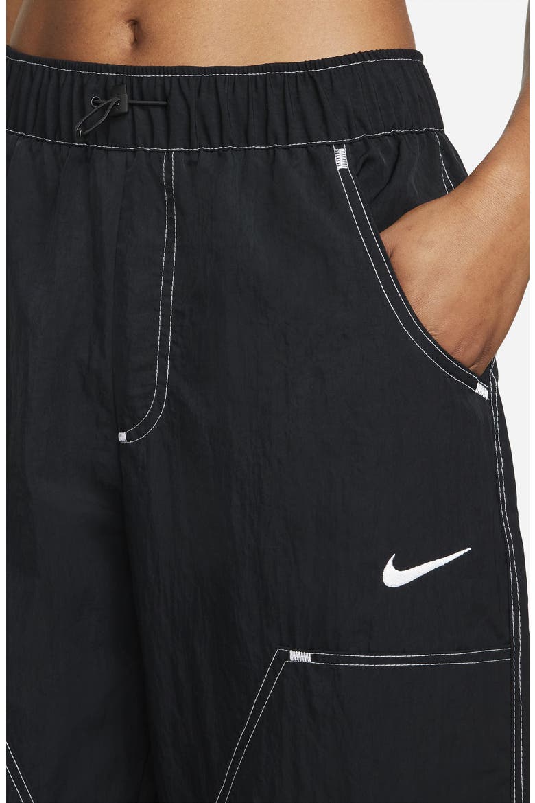 Sportswear Swoosh Woven Pants, Alternate, color, BLACK/ BLACK/ WHITE/ WHITE