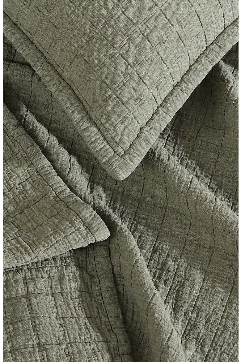 Essential Washed Jacquard Coverlet, Alternate, color, GREEN
