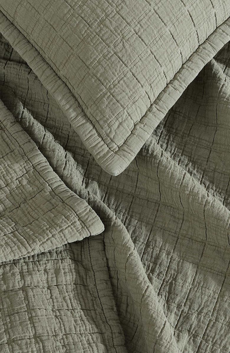 Calvin Klein Essential Washed Jacquard Coverlet, Alternate, color, Green