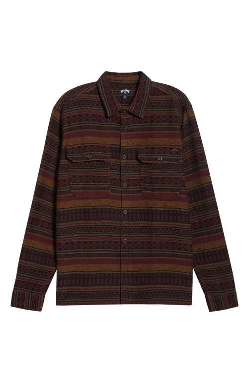 Billabong Offshore Jacquard Stripe Flannel Buton-up Overshirt In Brown
