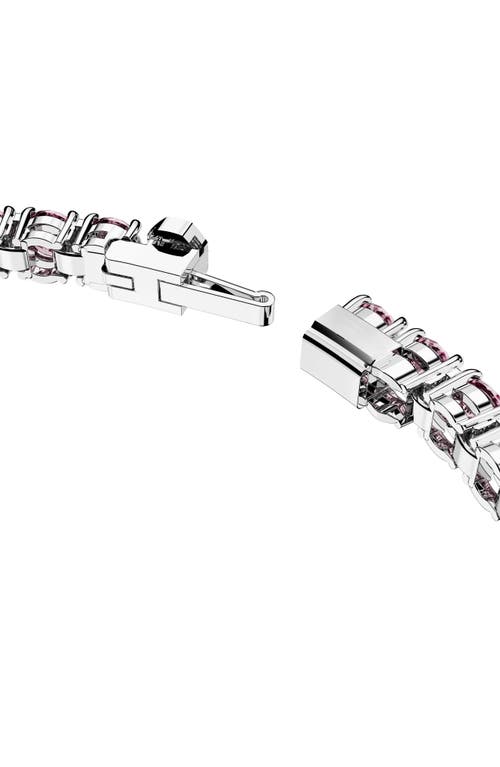 Swarovski Matrix Pink Crystal Small Tennis Bracelet In Rhodium Plated
