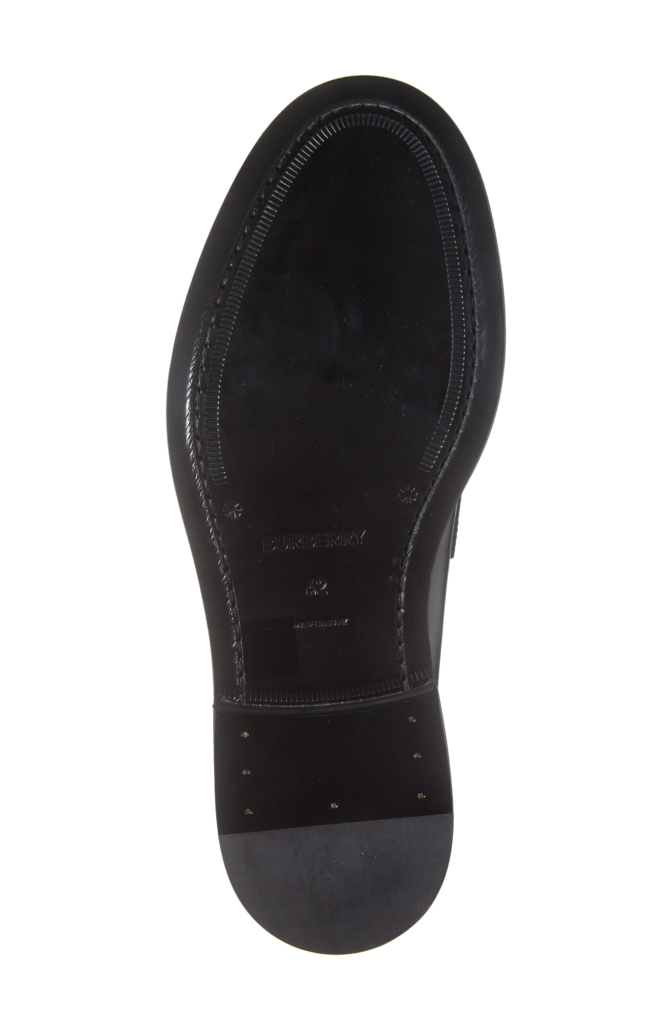 Burberry Croftwood Check Leather Penny Loafer, Alternate, color, Black