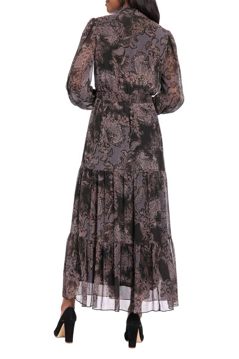 Ruffle Long Sleeve Shirtdress, Alternate, color, BLACK/ GRAY